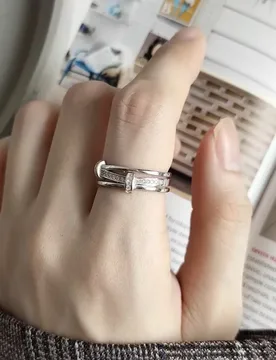 Cross Line Shiny Zircon Geometric Open Ring, Smooth Surface Couple Rings, Sweet Fashion Adjustable Band Jewelry Gift - Aliexpress - FashionsVida