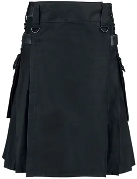 Mittelalter Rock knielang - Black Kilt - M bis XXL - für Männer - Größe XL - schwarz - Männer - male - Altana Industries - FashionsVida