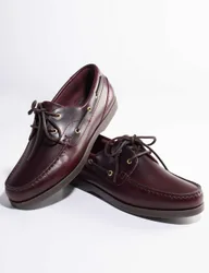 Leather Lace Up Boat Shoes Burgundy male