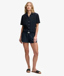 Superdry Damen Baumwoll-broderie-strandshorts Navy - Größe: 34