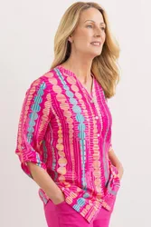Circle Printed Blouse - Pink - Size: 10