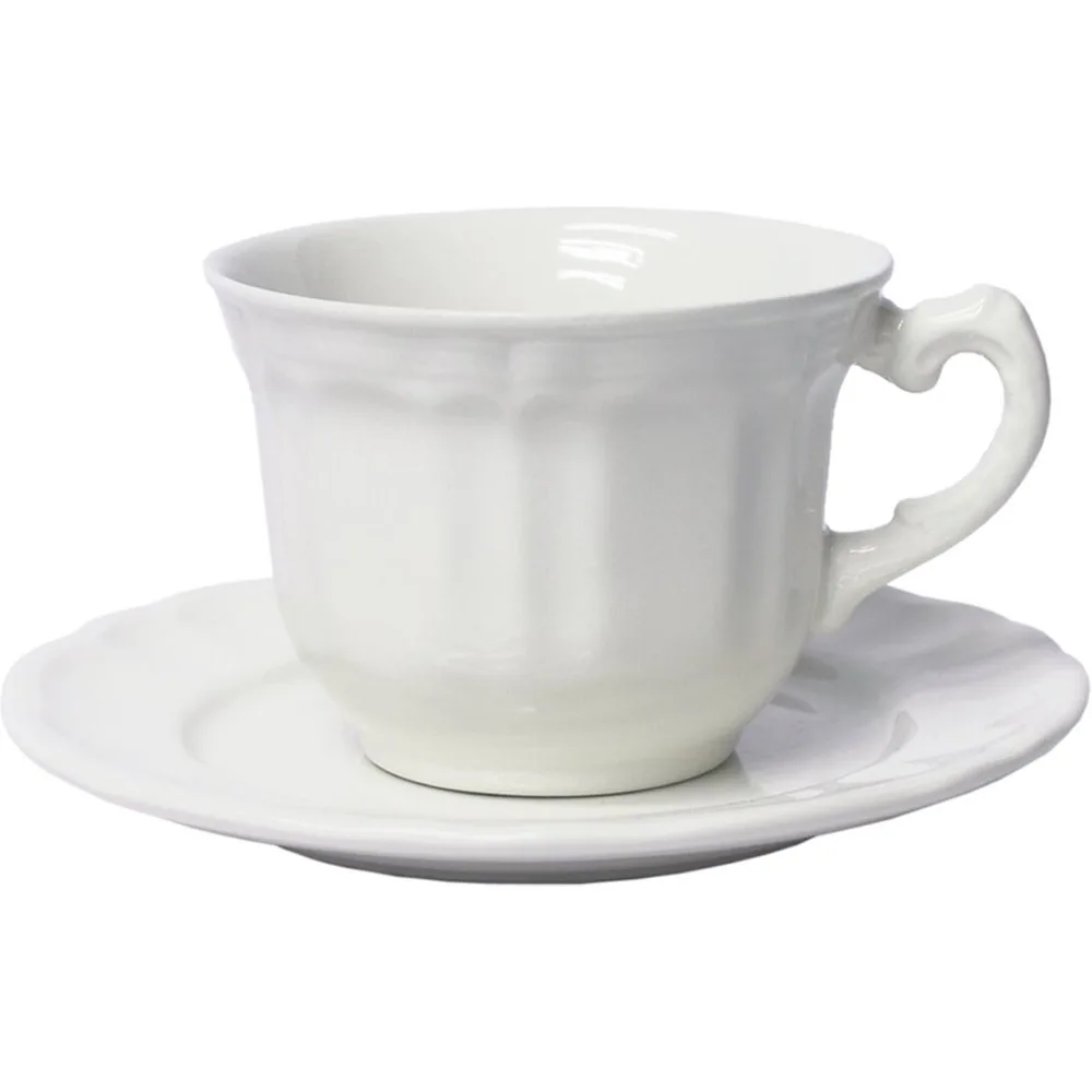 Taza de desayuno con plato Naranco Blanco - San Claudio - FashionsVida