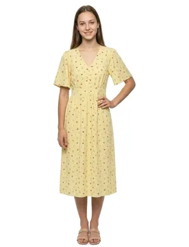 Robe à Manches Courtes Tala Midi French Vanilla / Flower M