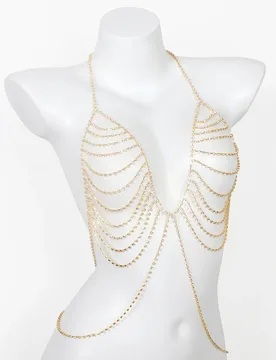 New Trend Hanging Neck Stripe Rhinestone Chest Chain Nightclub Women's Body Chain Jewelry - Aliexpress - FashionsVida