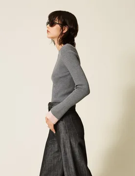 Pull col montant avec détails contrastés - Actitude by Twinset - FashionsVida