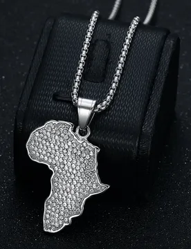 Hip hop Africa Map Iced Out Tennis Bling Pendant Men Gold Silver Color Stainless Steel Zircon Necklace for Women Jewelry Gift - Aliexpress - FashionsVida