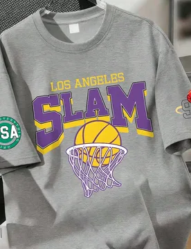 Camiseta de cuello redondo con estampado de baloncesto para niños, top de verano casual y suave para adolescentes - Shein - FashionsVida