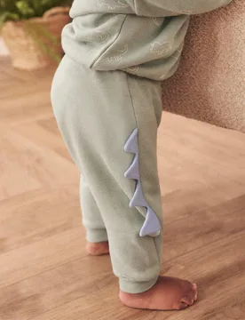 Cotton Blend Dinosaur Spike Joggers (3 Mths-5 Yrs) Green Unisex - MORI - FashionsVida