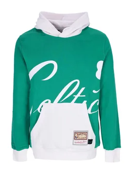 Felpa Cappuccio Uomo Nba Big Face Hoodie 5.0 Hardwood Classics Boscel Green - Mitchell & Ness - FashionsVida