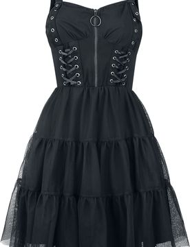 Gothic Kleid knielang - Selkie Dress - XS bis XXL - für Damen - Größe XS - schwarz - Frauen - female