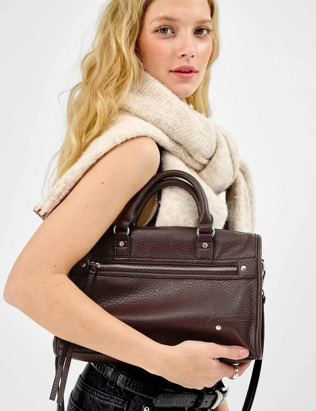 Faux Leather Grab Bag Chocolate female - Accessorize - FashionsVida