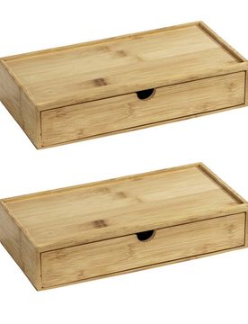 Aufbewahrungsbox „Terra“ mit Schublade, 2er Set, Bambus
