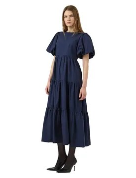 Robe Longue à Manches Courtes Colea Ankle Navy Blazer 42 - Yas - FashionsVida