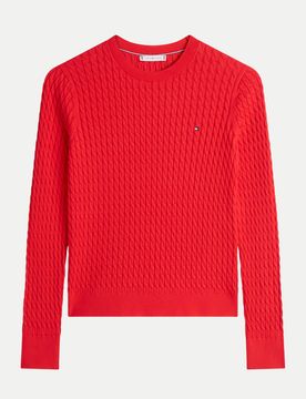 Pullover mit Zopfmuster Rot XL