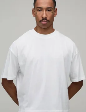 Men's Essential Oversized Boxy Extended Neck T-Shirt White Size Medium White M - boohooMAN - FashionsVida