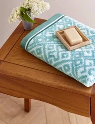Pure Cotton Aldin Geometric Towel Blue Mix