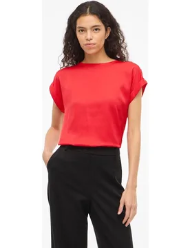 Camiseta de mujer manga corta efecto satinado - Vila - FashionsVida