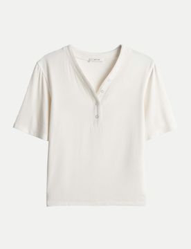 Feines Rippshirt Sanez Weiß 42