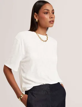 Cotton Blend Printed T-Shirt Ivory female - Ted baker - FashionsVida