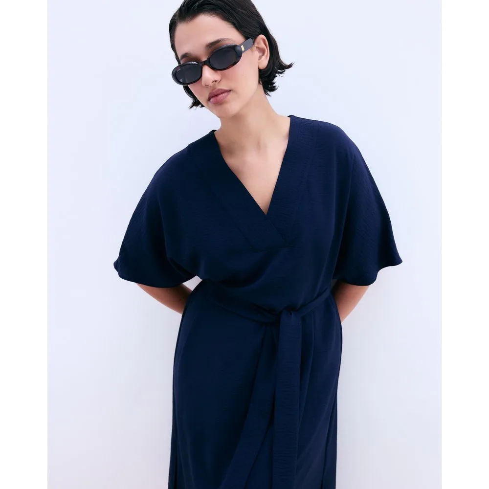 Vestido de manga corta midi camisero - Couchel - FashionsVida