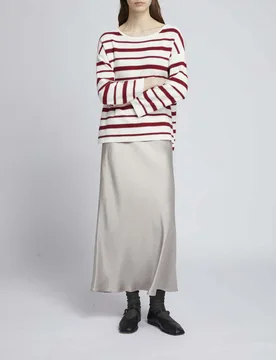 Gonna lunga tortora MM in satin leggermente svasata - Max Mara - FashionsVida