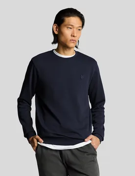 Men's Superfine Cotton Crew Neck Sweatshirt in Navy - Lyle & Scott - FashionsVida