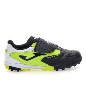 Scarpe da calcetto nere e giallo fluo con chiusura a strappo CANCHA JR 2501 32