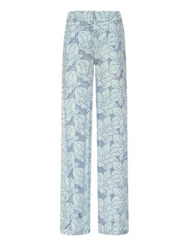 Pantaloni In Lino Con Ricamo Orchidea