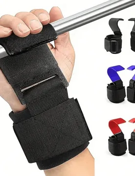 Par de ganchos de muñeca acolchados gruesos] 1 par de ganchos para levantamiento de pesas, correas de muñeca con soporte de agarre manual para hombr - Shein - FashionsVida
