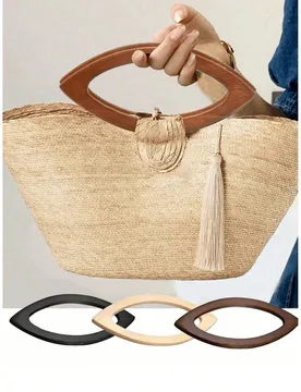 Mango de madera ovalado, mango de madera redondo, mango redondo hecho a mano, mango de bolso de madera, accesorios para bolsos, mango de bolso de made - Shein - FashionsVida