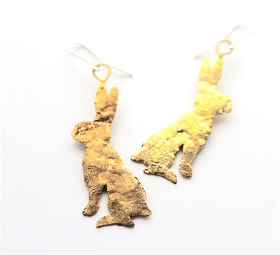 Brass Lobee Hare Earrings - La Jewellery - FashionsVida