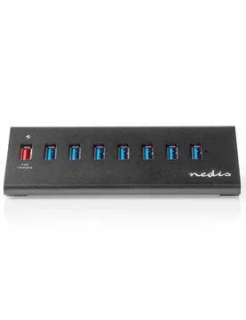 Hub Usb Uhubup3810bk Micro-b F-usb-a F 8 Ports Qc3.0/usb 3.2 Gen 1 Alimenté 5gbps Anthracite One Size unisex - Nedis - FashionsVida