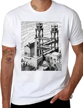 Escher waterfall geometry geometric mathematic T-Shirt g man t shirts for men man t shirts high quality luxury brand T-Shirt - Aliexpress - FashionsVida