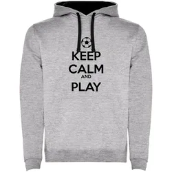 Sweat à Capuche Keep Calm And Play Football Two-colour Heather Grey / Black S