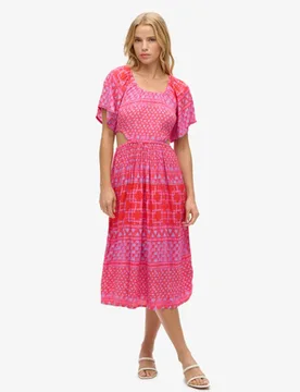 Superdry Damen Pink Midikleid, Größe: 42 - Größe: 42 - 89.99 - FashionsVida