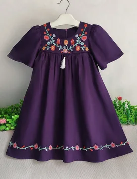 Vestido casual de princesa con bordado floral para niñas, adecuado para fiestas, ropa de verano para niñas - Shein - FashionsVida