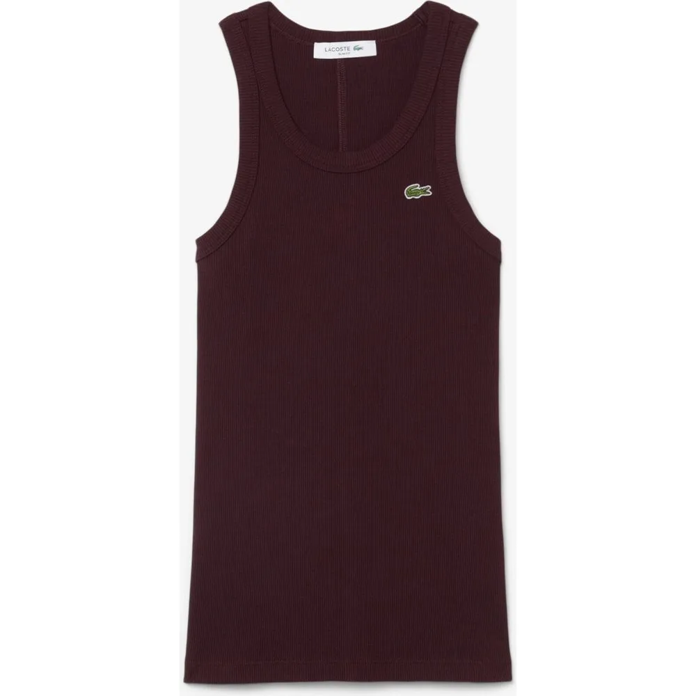 Top de tirantes de corte ajustado de algodón en amarillo de manga corta - Lacoste - FashionsVida