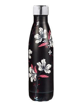Isolierflasche "Blumig", 500 ml schwarz