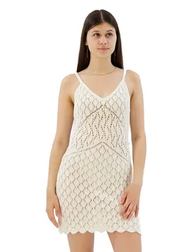 Robe Courte Sans Manches Crochet Cami Desert Bone Off White XL