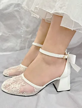 Zapatos de tacón alto para adolescentes de talla grande, cómodos con malla floral, elegantes para fiestas, cumpleaños, actuaciones musicales y vaca - Shein - FashionsVida