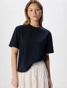 Pure Cotton Crew Neck T-Shirt Navy female - Whistles - FashionsVida