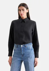 Hemdbluse aus 100% Leinen Schwarz 34