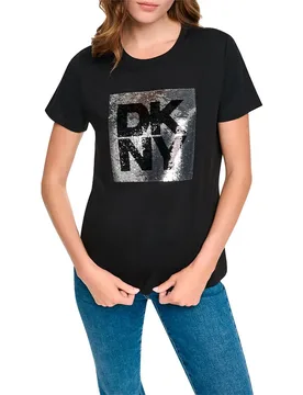 T-shirt à Manches Courtes Stacked Animal Black / Silver Black M - DKNY - FashionsVida