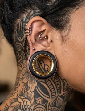 Piezas Túneles de oreja de silicona y acero inoxidable, material mixto, dilatadores de doble reborde, aros de perforación huecos - Shein - FashionsVida