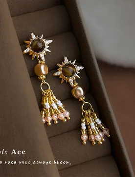 Vintage Handmade Tassel Drop Earrings Meilad Tiger Eye Stone For Women Premium Minority Luxury Fashion Temperament Ear Jewelry - Aliexpress - FashionsVida