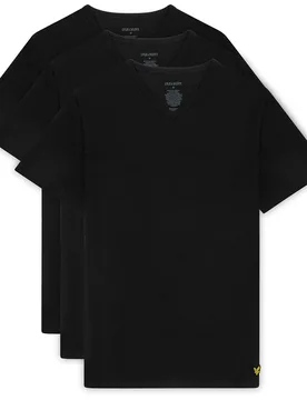 Maglietta A Maniche Corte Con Collo A V Basic 3 Unità Jet Black L - Lyle & Scott - FashionsVida