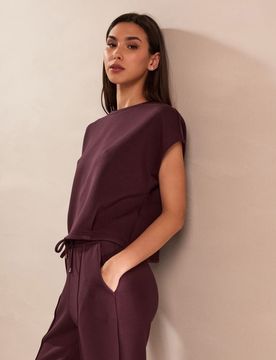 Felpa senza maniche soft touch con viscosa - bordeaux