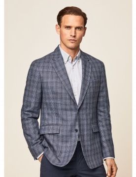 Para hombre. HM443177 Americana Principe Gales (40/32), Casual, Seda, Manga larga