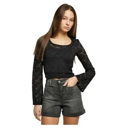 T-shirt à Manches Longues Lace Black L