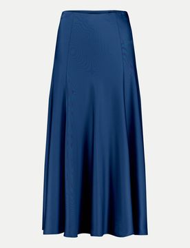 Maxi Satinrock mit Gummibund Blau 38